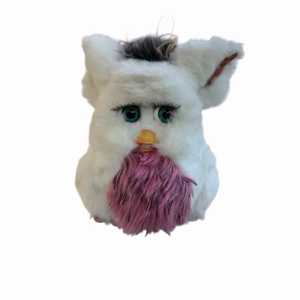 Vintage Furby Passion Fruit White Pink Gray 2005 Tiger Blue Eyes Tested Works